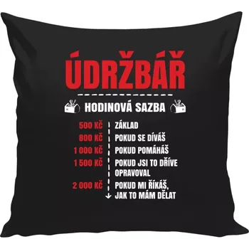 Polštář Polštář černý 40x40 cm Hodinová sazba - údržbář