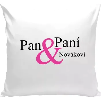 Polštář Polštář bílý 40x40 cm Pan a Paní s vlastním příjmením