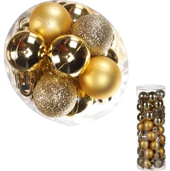 Vánoční dekorace Autronic Ozdoby plastové, barva: mix zlaté, pr. 2 cm, cena za 1 balení (40 ks) - VAK124-GOLD