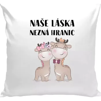 Polštář Polštář pro páry - Naše láska nezná hranic - bílá 40 × 40 cm