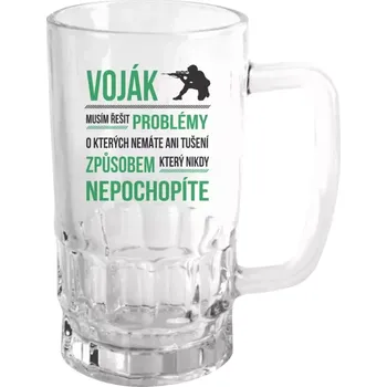 Sklenice Půllitr skleněný Musím řešit problémy - voják