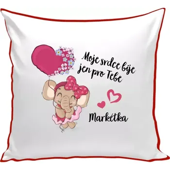 Polštář Polštář barevný 32x32 cm Moje srdce bije jen pro tebe se jménem