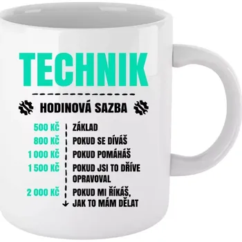 Hrnek 330 ml - bílý Hodinová sazba - technik