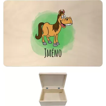 Úložný box Dřevěný box s víkem Koník