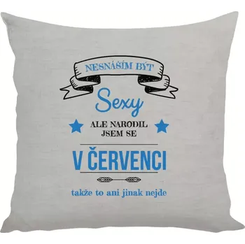 Polštář Polštář lněný 40x40 cm Nesnáším být sexy, ale narodil jsem se v ...