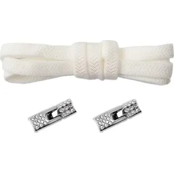 Tkaničky do bot Elastické tkaničky do bot široké se zacvakávací štrasovou sponou, jeden pár - Bílé, 100 cm