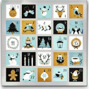Diamantové malování Vymalujsisam Adventní kalendář Velikost: 50x50cm, Rámování: Pouze srolované plátno, Diamanty: Čtvercové