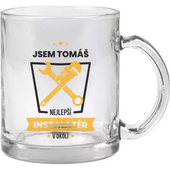 Hrnek 330 ml - skleněný Nejlepší v okolí - instalatér