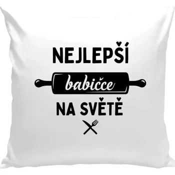Polštář Polštář bílý 40x40 cm Nejlepší babičce na světě - váleček