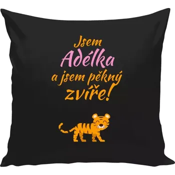 Polštář Polštář černý 40x40 cm Jsem jméno a jsem pěkný zvíře! Tygr