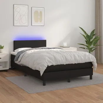 Postel vidaXL Box spring postel s matrací a LED 120x200 cm umělá kůže [3134097] Barva: Černá