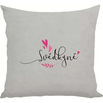 Polštář Polštář pro svědkyni - Svědkyně - srdíčka a lístečky - 40 × 40 cm