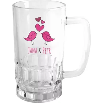 Sklenice Půllitr pro páry - Ptáčci se jmény - čirý