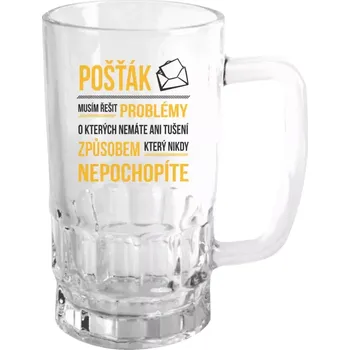 Sklenice Půllitr skleněný Musím řešit problémy - pošťák