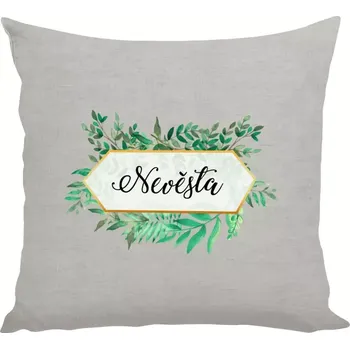 Polštář Polštář lněný 40x40 cm Nevěsta zelené listy