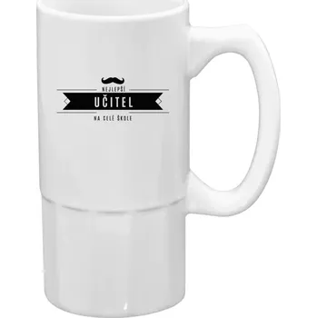 Sklenice Půllitr bílý vysoký Nejlepší učitel na celé škole