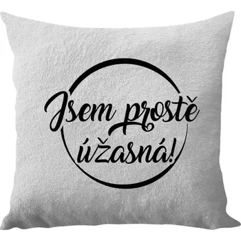 Polštář Polštář bílý 40x40 cm - dlouhý chlup Jsem prostě úžasná