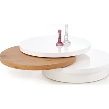 Konferenční stolek Kulatý konferenční stolek PROXIMA, bílá/dub zlatý + vyzvednutí ZDARMA