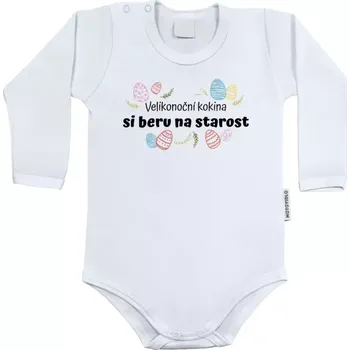 Kojenecký body Dětské body s dlouhým rukávem Velikonoční kokina si beru na starost