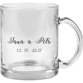 Hrnek 330 ml - skleněný Jména a datum písmo 3
