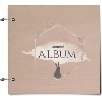 Fotokniha Dřevěné album se sponami Zajíc ve zlatém šestiúhelníku