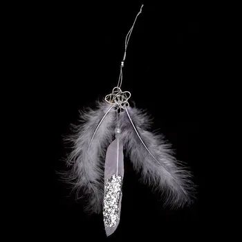 umělá květina Autronic Dekorace z peří závěsná - barva šedá, baleno 6 ks. Cena za 1 ks AK6117-GREY