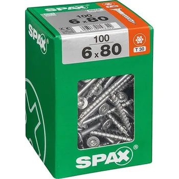 Vrut Spax Wirox Univerzální vrut T-Star plus, ø 6 × 80 mm, drážka: TX 30, 100 ks 4191010600806