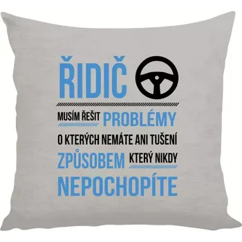 Polštář Polštář lněný 40x40 cm Musím řešit problémy - řidič
