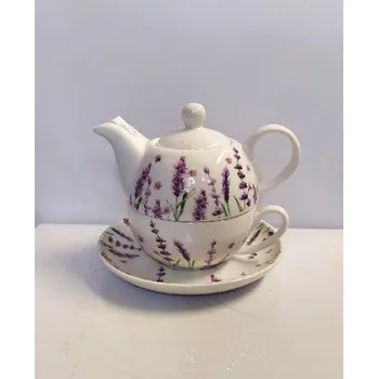 Konvice na čaj Tea for one konvička - levandule (Levandulová konvička s šálkem a podšálkem)