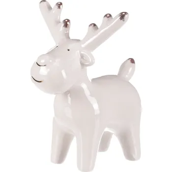 Vánoční dekorace Autronic Sob keramický, bílo-zlatý ALA3129 WT