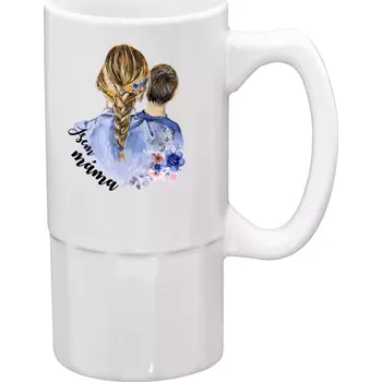 Sklenice Půllitr bílý vysoký Jsem máma - kluk