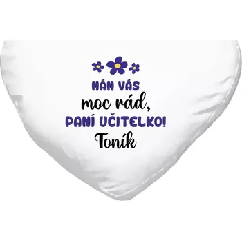 Polštář Polštář srdce 40x35 cm Mám vás moc rád, paní učitelko