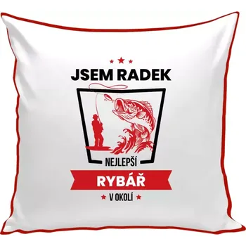 Polštář Polštář barevný 32x32 cm Nejlepší v okolí - rybář