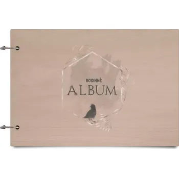 Fotokniha Dřevěné album se sponami Ptáček ve zlatém šestiúhelníku