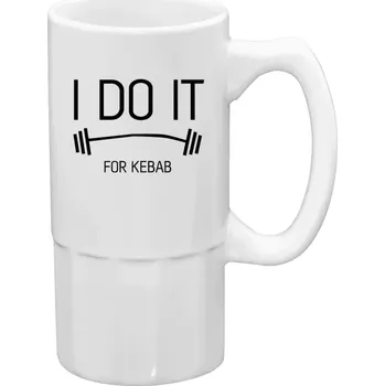 Sklenice Půllitr bílý vysoký I do it for kebab
