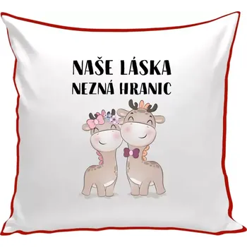 Polštář Polštář barevný 32x32 cm Naše láska nezná hranic