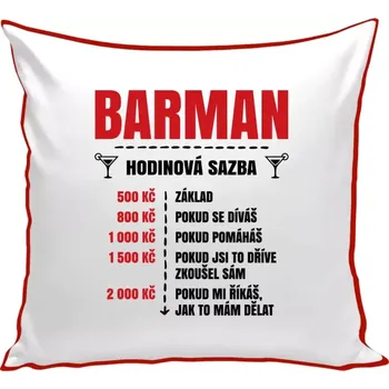 Polštář Polštář barevný 32x32 cm Hodinová sazba - barman