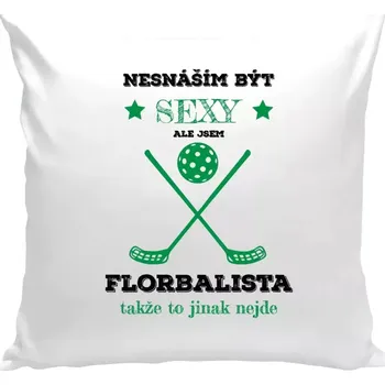 Polštář Polštář bílý 40x40 cm Nesnáším být sexy, ale jsem florbalista