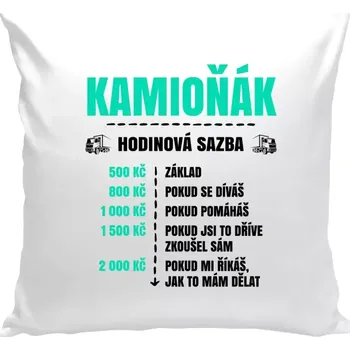 Polštář Polštář bílý 40x40 cm Hodinová sazba - kamioňák