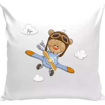Polštář Polštář bílý 40x40 cm Medvídek v letadle