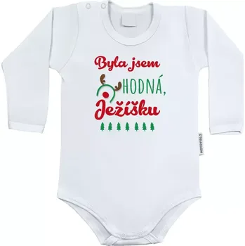 Kojenecký body Dětské body s dlouhým rukávem Byla jsem hodná, Ježíšku