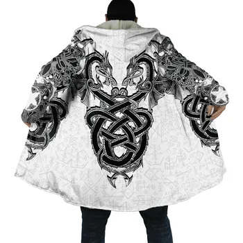 Pánská mikina Dlouhá zimní mikina Raven s potiskem Viking Velikost: M, Barva (Varianta): Plášť s kapucí 23