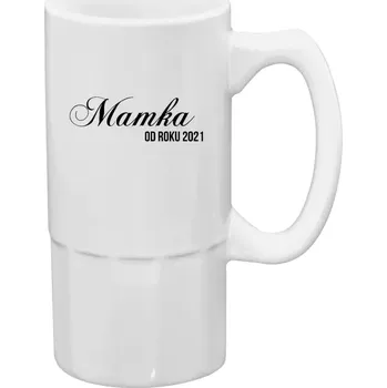 Sklenice Půllitr bílý vysoký Mamka od roku