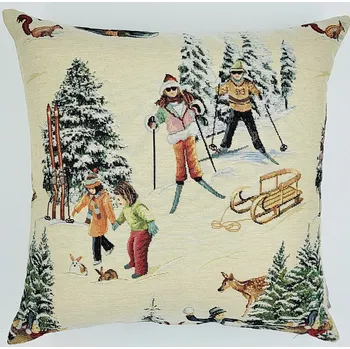 Dekorativní polštářek BYTEMA Povlak na polštářek LYŽAŘI 45 x 45 cm