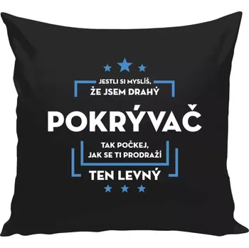 Polštář Polštář černý 40x40 cm Jestli si myslíš, že jsem drahý - pokrývač