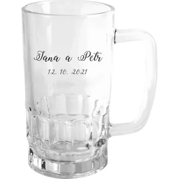 Sklenice Půllitr skleněný Jména a datum písmo 3