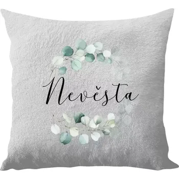 Polštář Polštář bílý 40x40 cm - dlouhý chlup Nevěsta - eukalyptus