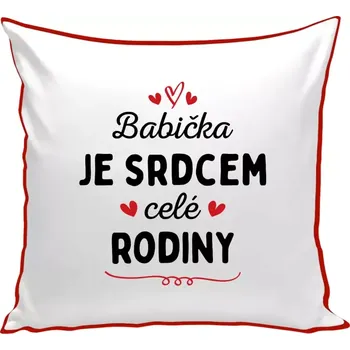 Polštář Polštář barevný 32x32 cm Babička je srdcem celé rodiny