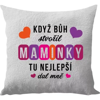 Polštář Polštář bílý 40x40 cm - dlouhý chlup Když Bůh stvořil maminky