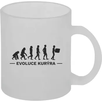 Hrnek 330 ml - skleněný matný Evoluce - kurýr
